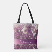 Glittery Chic Amethyst Crystals Personalisiert Tasche (Rückseite)