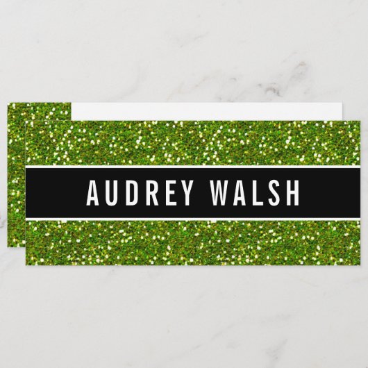 Glittery Chic Green Sequin Black Geschenkgutschein Einladung