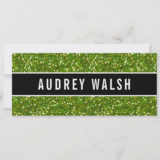 Glittery Chic Green Sequin Black Geschenkgutschein Einladung (Vorderseite)