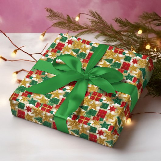 Glittery Christmas Pattern Geschenkpapier