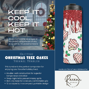 Glittery Christmas Tree Cakes Thermal Tumbler Thermosbecher