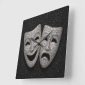 Glittery Comedy & Tragedy Drama Mask Quadratische Wanduhr (Winkel)