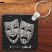 Glittery Comedy & Tragedy Drama Mask Schlüsselanhänger (Rückseite)