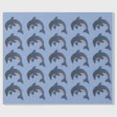 Glittery Dark Blue White Jumping Delphine Geschenkpapier (Flach)