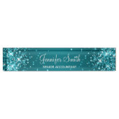 Glittery Dark Türkise Gradient Namensplakette (Vorderseite)