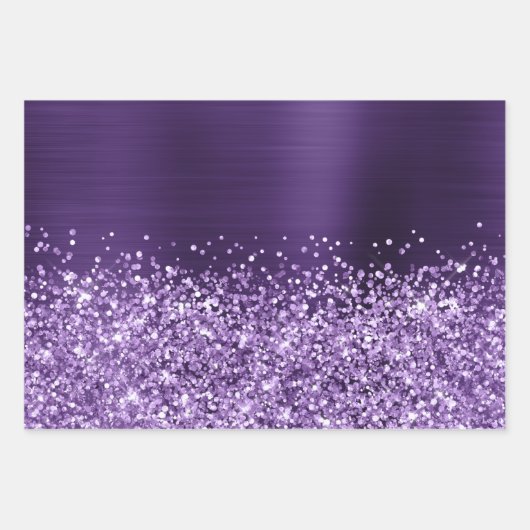 Glittery Dark Violet Imitats Foil Geschenkpapier Set (Vorderseite 2)