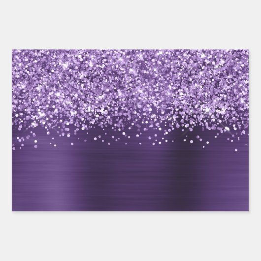 Glittery Dark Violet Imitats Foil Geschenkpapier Set (Vorderseite 3)