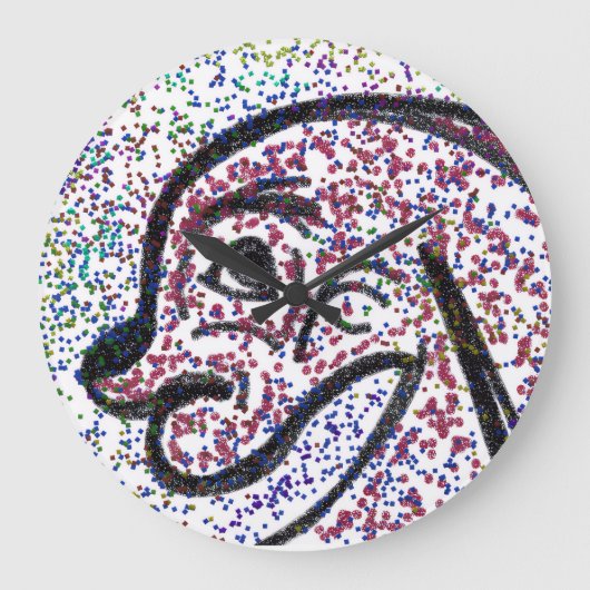 Glittery Dog Wall Clock Große Wanduhr (Vorderseite)