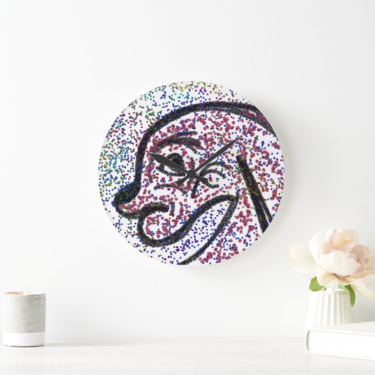 Glittery Dog Wall Clock Große Wanduhr (Zuhause)