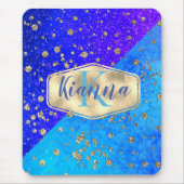 Glittery Dreamy Blue Monogram Personalisiert Mousepad (Vorne)