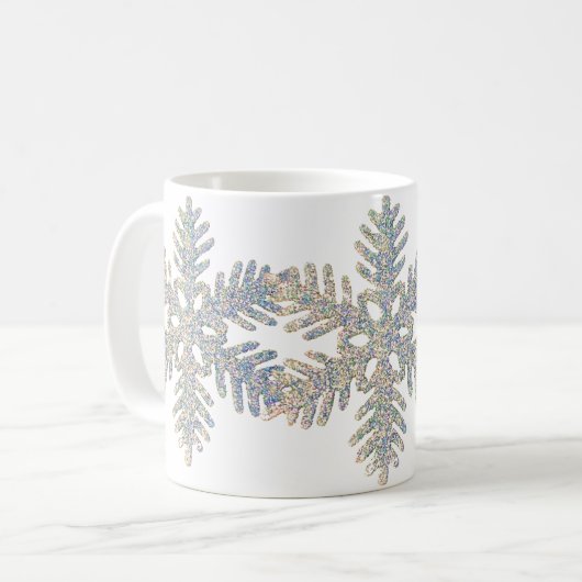 Glittery Druckschneeflocke Kaffeetasse (Vorderseite Links)