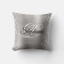 Glittery Edge Silver Foil Extravagant Monogram