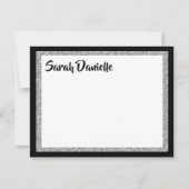 Glittery Elegant Black & Silver Dankeskarte (Vorderseite)