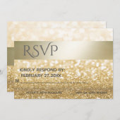 Glittery Eleganter moderner Goldstreifen RSPV Einladung (Vorne/Hinten)