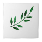 Glittery Emerald Green Leaf Geschenkdekor Gastgesc Fliese (Vorderseite)