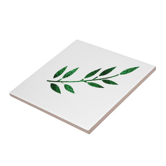 Glittery Emerald Green Leaf Geschenkdekor Gastgesc Fliese (Seite)