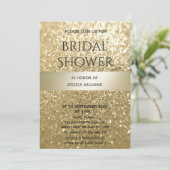 Glittery extravaganter, moderner Goldstreifen Einladung (Stehend Vorderseite)