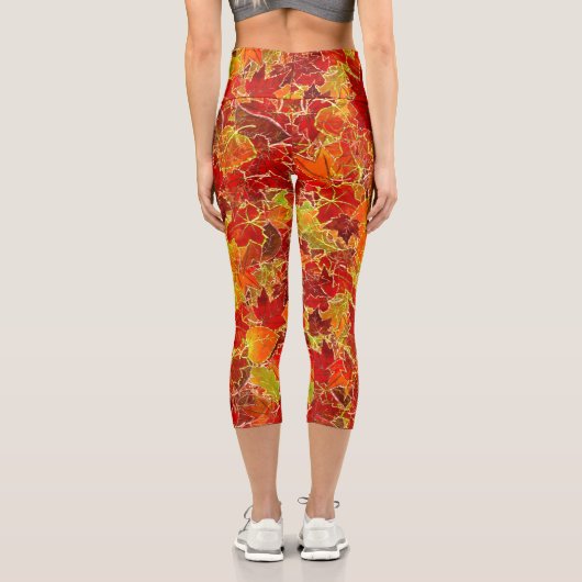 Glittery Fall Maple Blätter Capri Leggings (Rückseite)