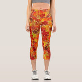 Glittery Fall Maple Blätter Capri Leggings (Vorderseite)