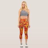 Glittery Fall Maple Blätter Capri Leggings (Vorderseite)