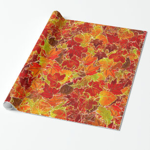 Glittery Fall Maple Blätter Geschenkpapier