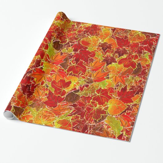 Glittery Fall Maple Blätter Geschenkpapier (Ungerollt)