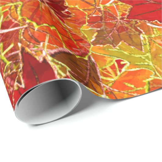 Glittery Fall Maple Blätter Geschenkpapier (Rolleneckpunkt)