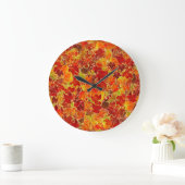 Glittery Fall Maple Blätter Große Wanduhr (Zuhause)