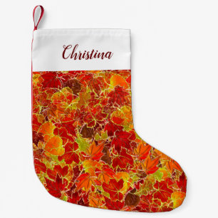 Glittery Fall Maple Blätter Kleiner Weihnachtsstrumpf