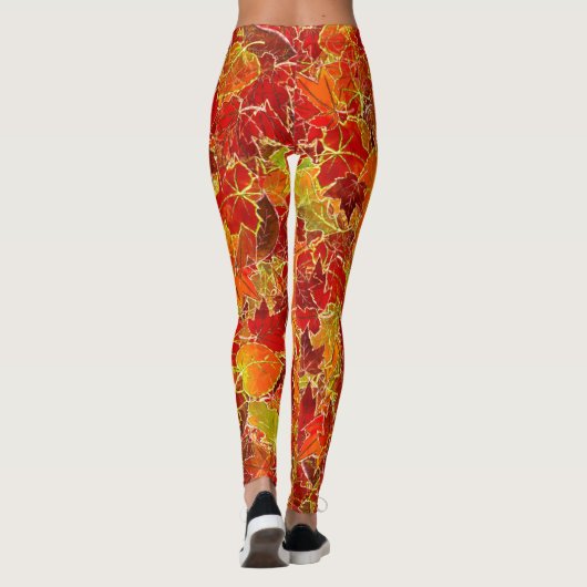 Glittery Fall Maple Blätter Leggings (Rückseite)