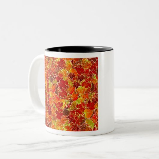 Glittery Fall Maple Blätter Zweifarbige Tasse (Vorderseite Links)