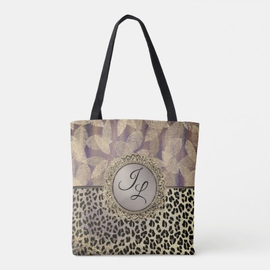 Glittery Feathers mit Leopard Print Monogram Tasche (Rückseite)