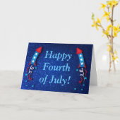 Glittery Fireworks Rocket 4. Juli Card Karte (Gelbe Blume)