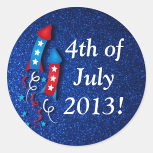 Glittery Fireworks Rocket 4. Juli Stickers
