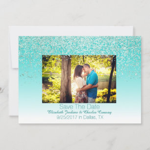 Glittery Foto Wedding Save the Date Card
