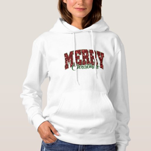 Glittery Frohe Weihnachten Hooded Sweatshirt (Vorderseite)