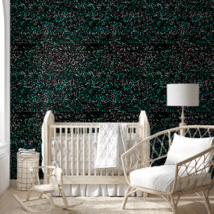 Glittery Galaxy Patterns Black Multicolor Trendy Tapete