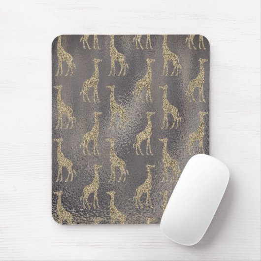Glittery Giraffe über Glossy Gray Mousepad (Mit Mouse)
