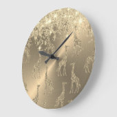 Glittery Giraffen auf Glitzy Gold Große Wanduhr (Winkel)