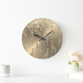 Glittery Giraffen auf Glitzy Gold Große Wanduhr (Zuhause)