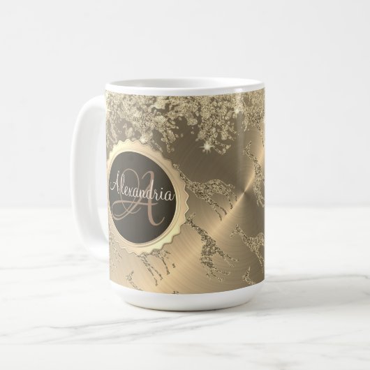 Glittery Giraffen auf Glitzy Gold Kaffeetasse (Vorderseite Links)