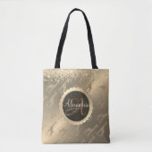 Glittery Giraffen auf Glitzy Gold Monogram Tote Ba Tasche (Vorderseite)