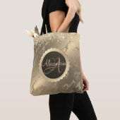 Glittery Giraffen auf Glitzy Gold Monogram Tote Ba Tasche (Von Nahem)