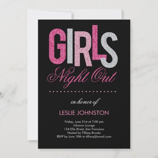 Glittery Girls Night Out / Junggeselinnen-Abschied Einladung (Vorderseite)