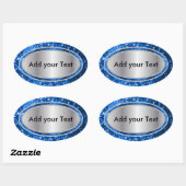 Glittery Glam Blue Glitzern Ovaler Aufkleber (Blatt)