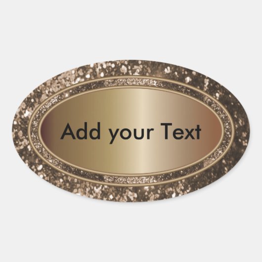 Glittery Glam Brown Glitzern Ovaler Aufkleber (Vorderseite)