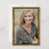 Glittery Glam Foto Graduation Party Einladung (Vorderseite)