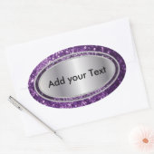 Glittery Glam Lila Glitzern Ovaler Aufkleber (Umschlag)