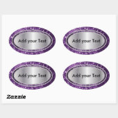 Glittery Glam Lila Glitzern Ovaler Aufkleber (Blatt)