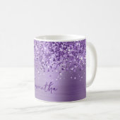 Glittery Glam Royal Lila Name Kaffeetasse (VorderseiteRechts)